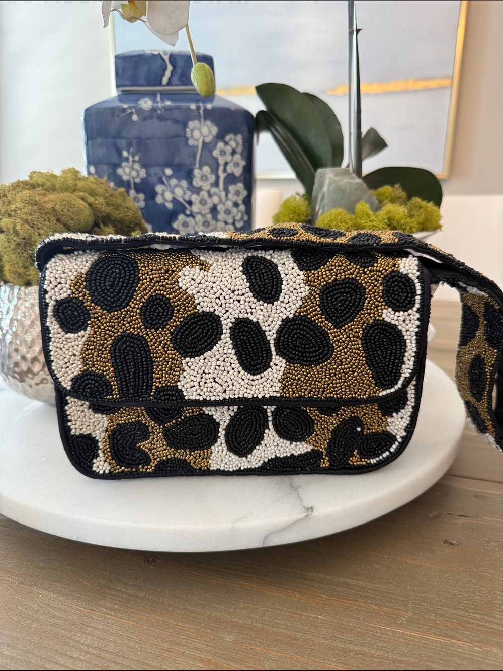 Rachel Zoe Beaded Handbag Animal Print